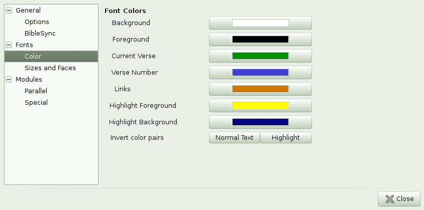 Font Colour Settings
